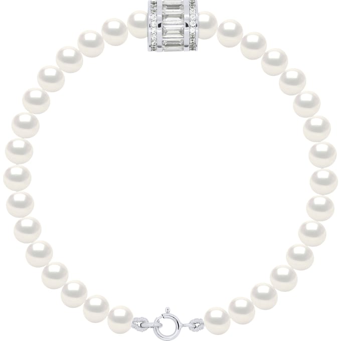 Armband Rij van Echte Gekweekte Zoetwaterparels Semi Rond 5-6 mm