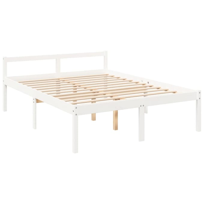 vidaXL - Seniorenbed - massief - grenenhout - wit - 150x200 - cm