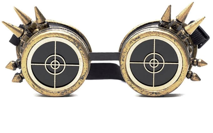 KIMU® Goggles Steampunk Bril Spikes Radar - Brons Montuur - Bronzen Burning Man Halloween Halloween