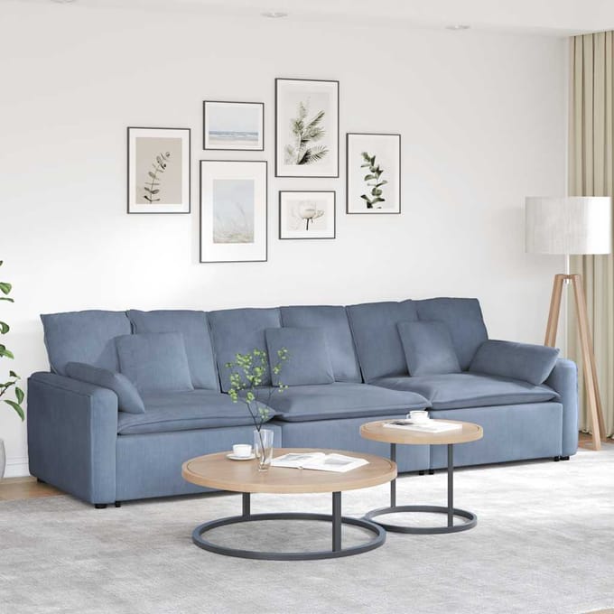vidaXL - Modulaire - bank - met - kussens - blauw
