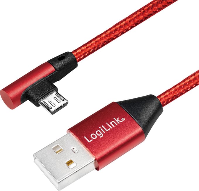 Logilink Usb-Kabeladapter Voor Telefoon En Tablet Micro Usb B Hoek 0,3M