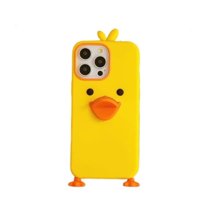Schattige Cartoon Gele Eend Zachte Siliconen Case Cover Voor iPhone 12 13 14 15 Plus 16 Pro Max For iPhone 12 Pro Max geel