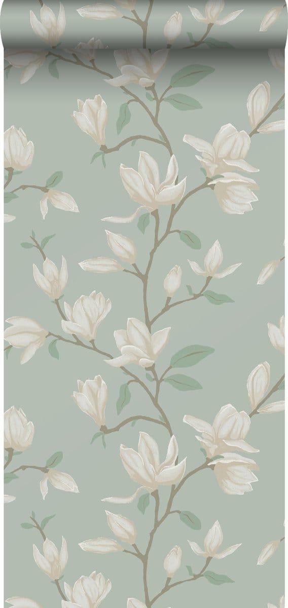 ESTAhome behang magnolia celadon groen - 53 cm x 10.05 m - 139405