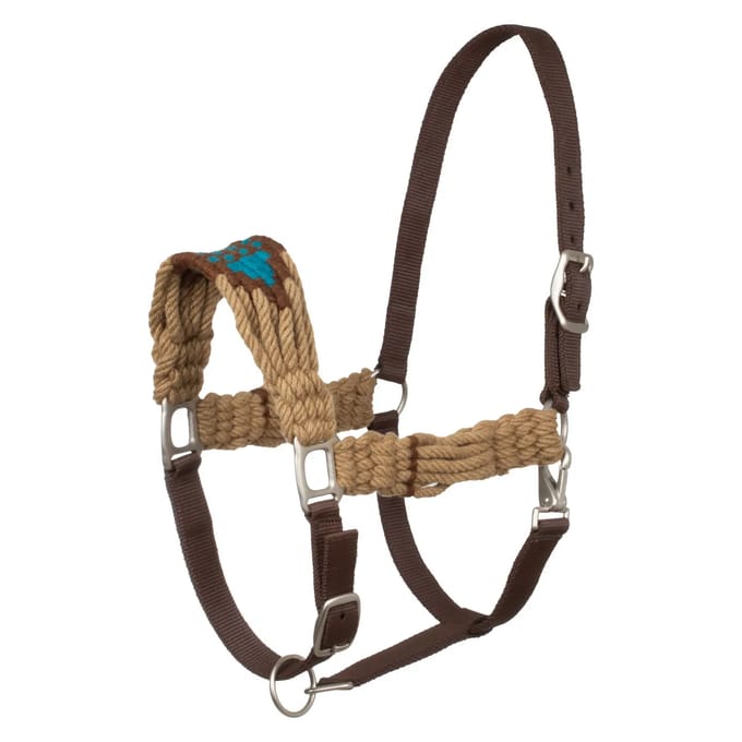 Halsband voor paard van leer met koorddecoratie Pool's