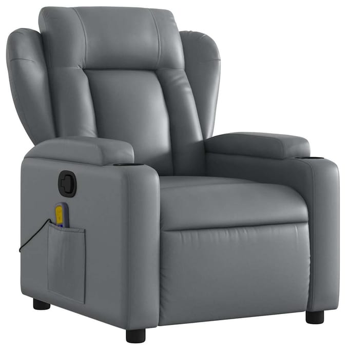 vidaXL - Massagestoel - van - grijs - kunstleer