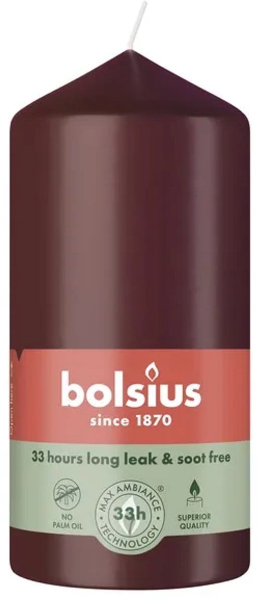 6x Bolsius Stompkaars 120/58 Velvet Red (1 stuk)