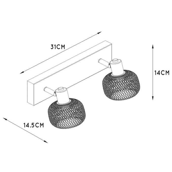 Lucide MAREN - Plafondspot (Plafondlamp) - 2xE14 - Zwart