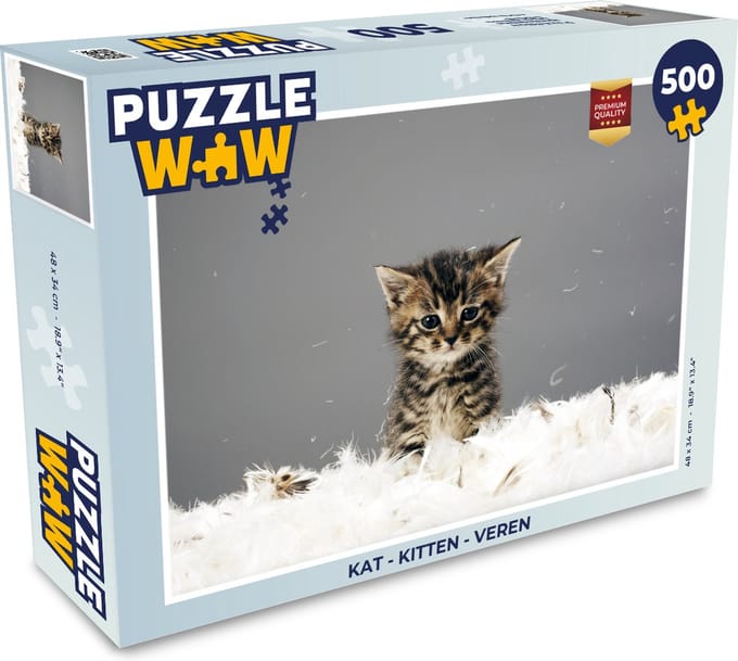 Puzzel Kat - Kitten - Veren - Legpuzzel - Puzzel 500 stukjes