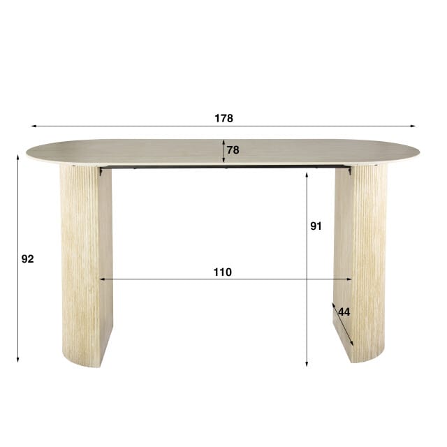 Hoyz Collection - Bartafel Romano Arch Plat Ovaal 180cm - Keramiek Travertin
