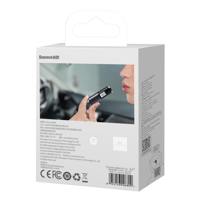 Baseus CRCX-01 Serie - Alkometer - USB-C Oplaadpoort - Snelle Opladen - Precieze Metingen
