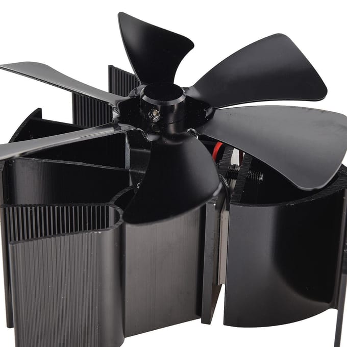 Ventilateur de poêle à bois à 6 pales, mini ventilateur de cheminée alimenté par la chaleur gray