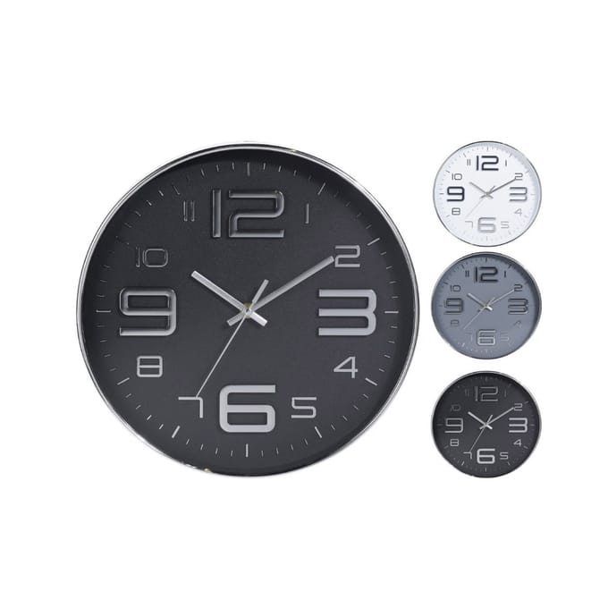 Wandklok 30,5 cm 3 assorti zilver