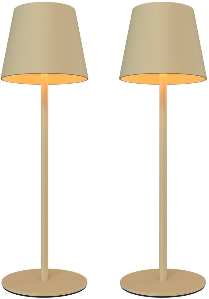 Ledvion – 2x Oplaadbare Tafellamp Nyra – LED - Beige – Dimbaar – IP54 – USB