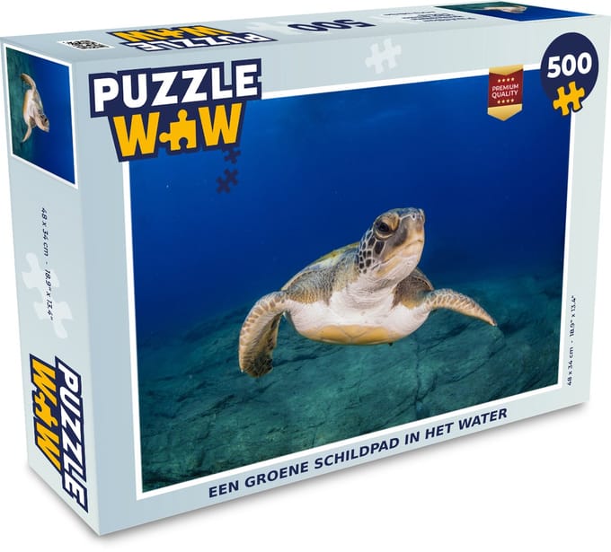 Puzzel Een groene schildpad in het water - Legpuzzel - Puzzel 500 stukjes
