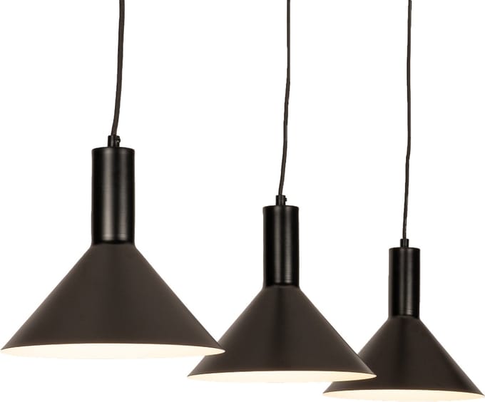Lumidora Hanglamp 75145 - MURANO - 3 Lichts - E27 - Zwart - Metaal