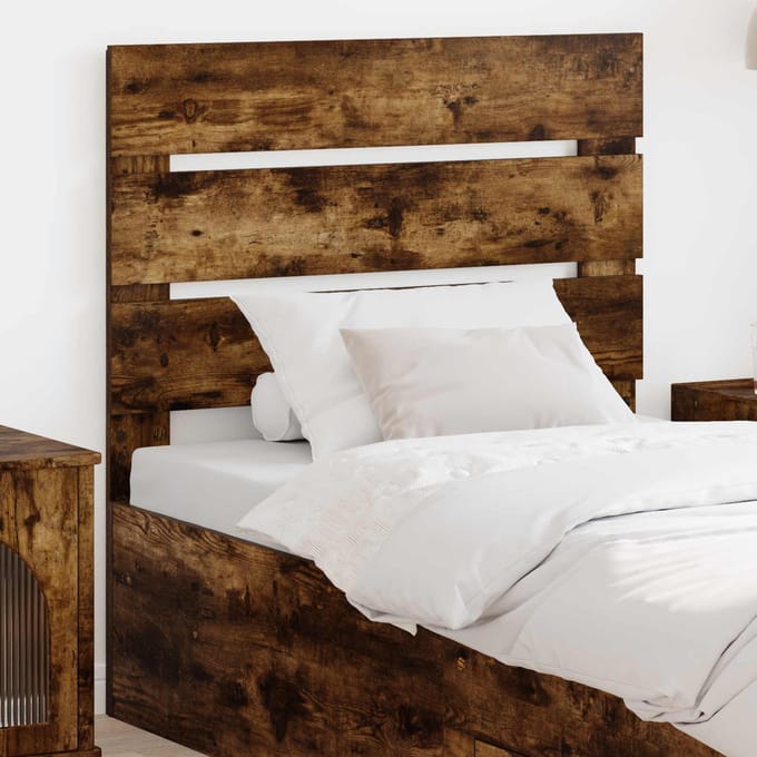 vidaXL - Hoofdbord - Rook - Eiken - Bewerkt - hout