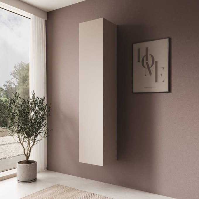 Meubella - Gelvio - Vitrinekast - Beige - 35x32x168 cm