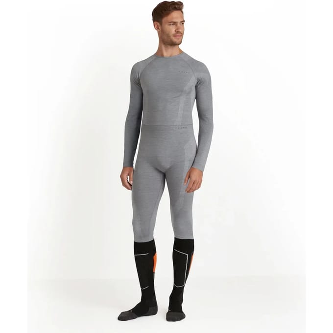 FALKE 3/4 Wool-Tech Tights sneldrogend wol functioneel functioneel ondergoed heren grijs - maat XL