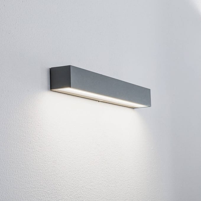 Arcchio LED buiten wandlamp Lengo, 50 cm, 1-lamp, grijs, CCT
