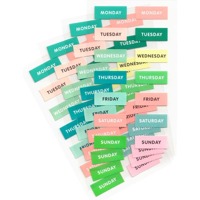 Sticker "Weekdagen", 4 vellen