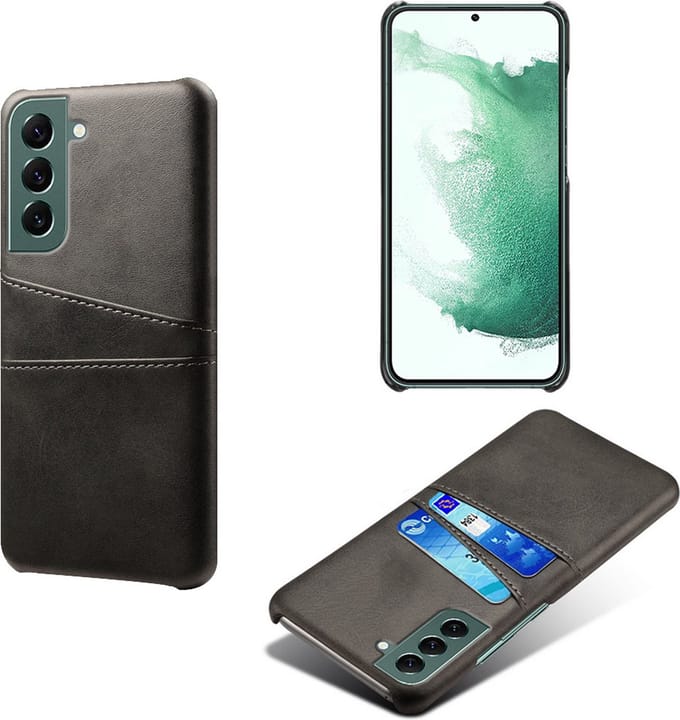 Backcover met Opbergvakjes + PMMA Screenprotector voor Galaxy S22 Plus _ Zwart