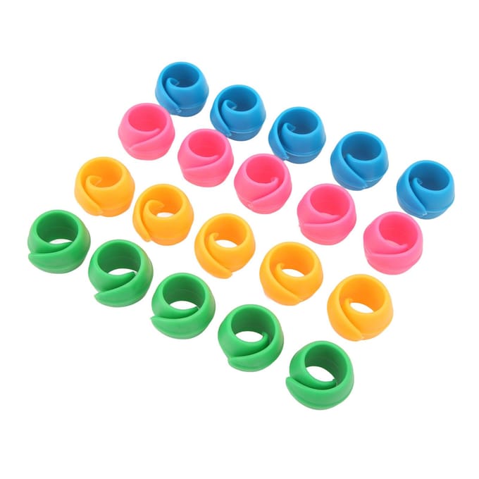 Lot de 20 clips de fixation de bobine en silicone, 4 couleurs, anti-chute blue