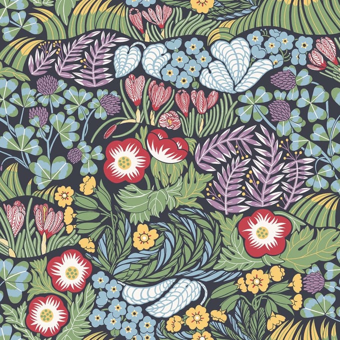 Boråstapeter Vliesbehang 4842 - New Heritage - Botanisch Blauw - 53cm x 10.05m