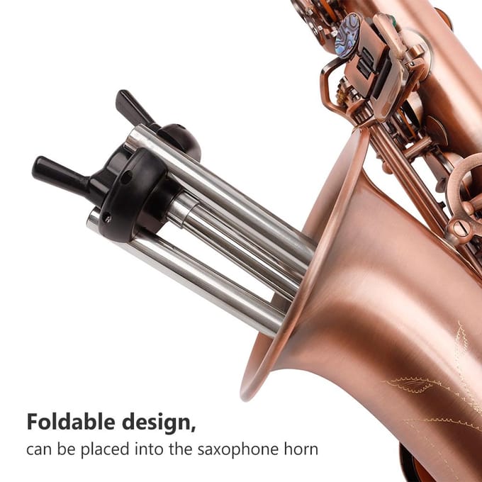Opvouwbare saxofoonstandaard, draagbare altsax, metalen vloerstandaardhouder van aluminiumlegering met draagtas zilver