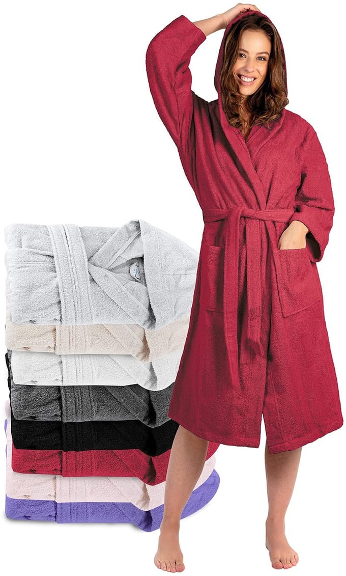 Dailygoods- Badjas Dames 100% Katoen - Absorberende Badjas - Capuchon - 2 Zakken