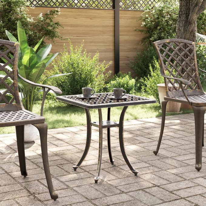 vidaXL - Tuintafel - 53x53x53 - cm - gietaluminium - bronskleurig