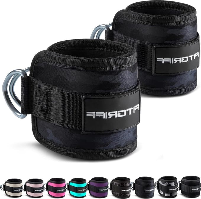 Ankle Straps for Cable Machines - Padded Ankle Cuffs for Gym Workout - Kickback Exercise for Women and Men