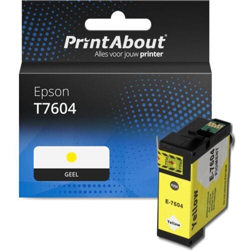 PrintAbout Inktcartridge T7604 Geel geschikt voor Epson