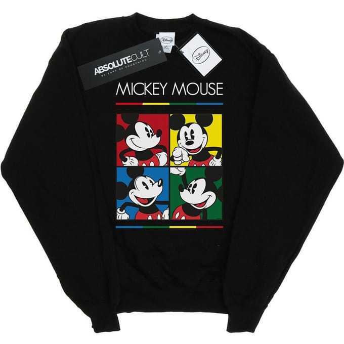 Disney Dames/Dames Mickey Mouse Vierkant Kleurensweatshirt (Zwart)
