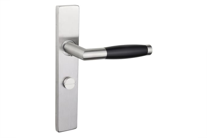 Lavuzo deurkruk Ascoli RVS met rechthoekig schild WC63/8 badkamersluiting | Per set