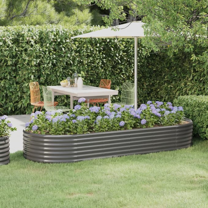 vidaXL - Plantenbak - 249x100x36 - cm - gegalvaniseerd - staal - grijs