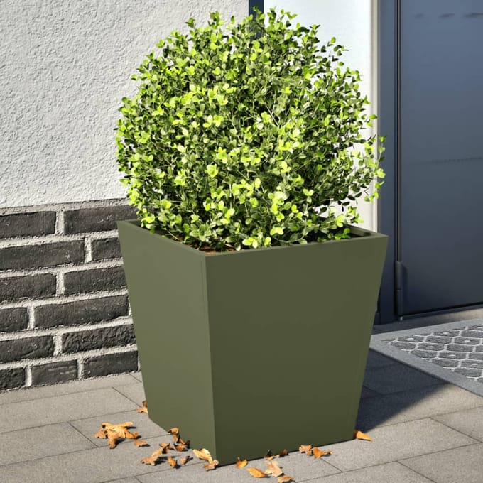 vidaXL - Plantenbakken - 2 - st - 40x40x40 - cm - staal - olijfgroen