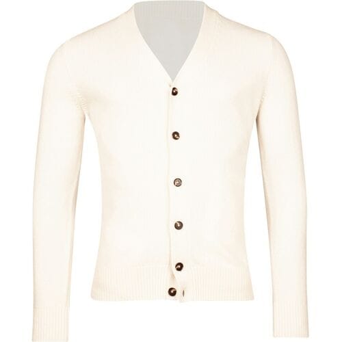 Thomas Maine Vest Uni Superfine Lambswool Button Cardigan Single Knit Vintage Ecru / male