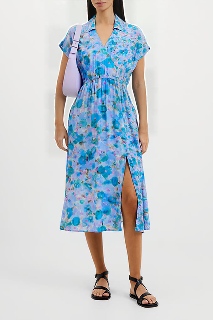 French Connection Gretha Drape Wrap Dress Blue Größe: 6 | Midikleider Outlet | Damen | Blau