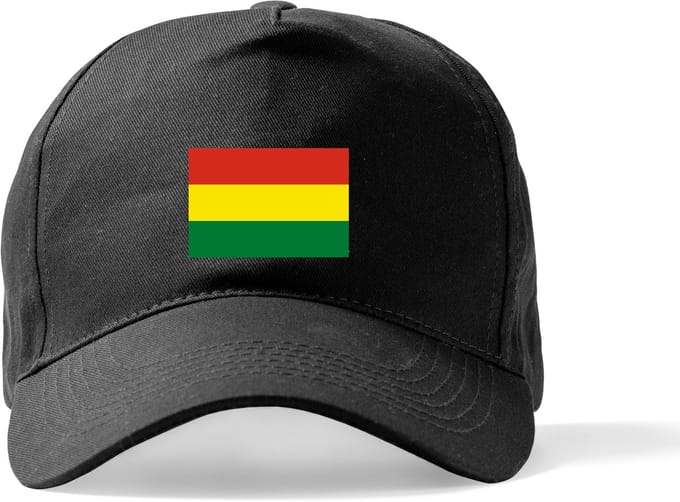 Zwarte Pet Beechfield met Wereldvlaggen, land Bolivia klittenbandsluiting