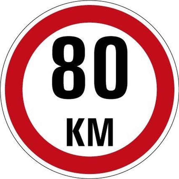 Maximaal 80 km sticker, A1 400 mm