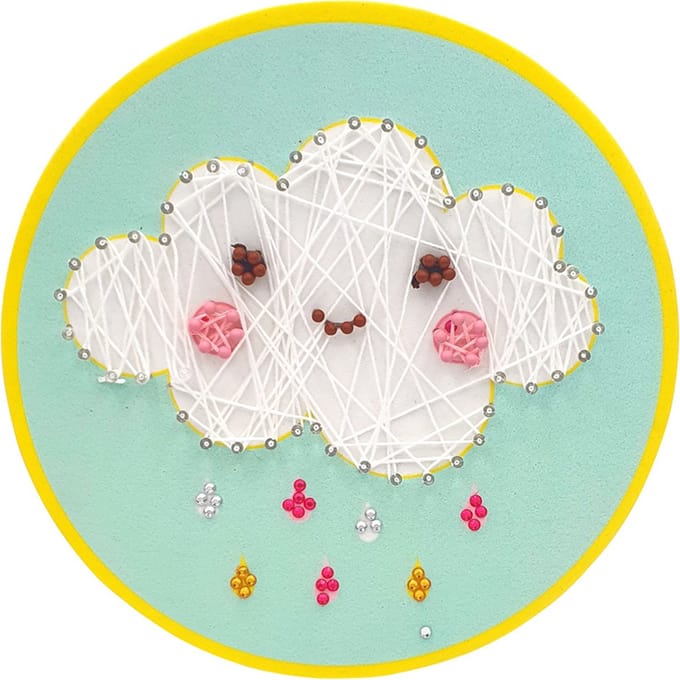 Knutselset Kind 3+ - String-Art Wolkje - Strass - Hobby - 21cm