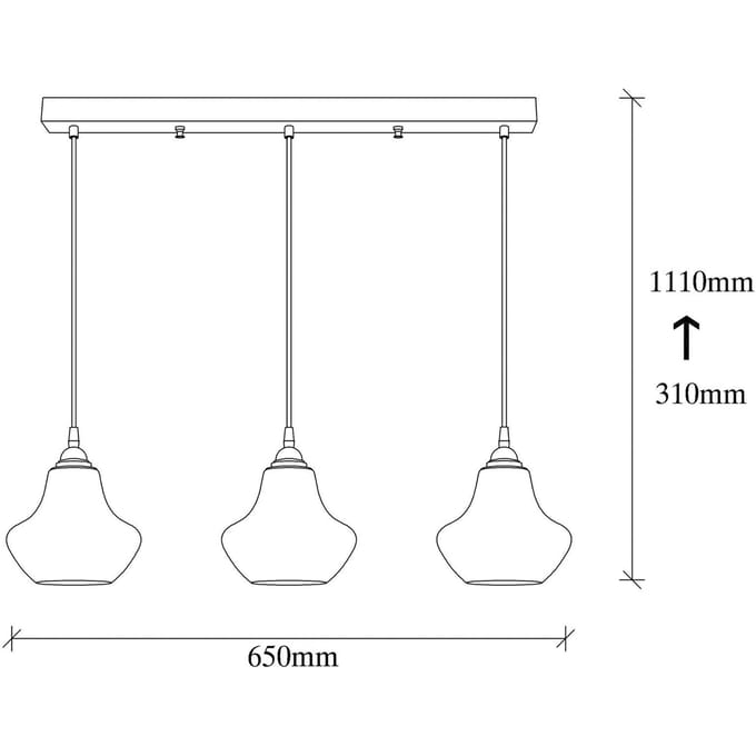 Opviq Hanglamp goud 052, goud-transparant, glas 3-lamps lang