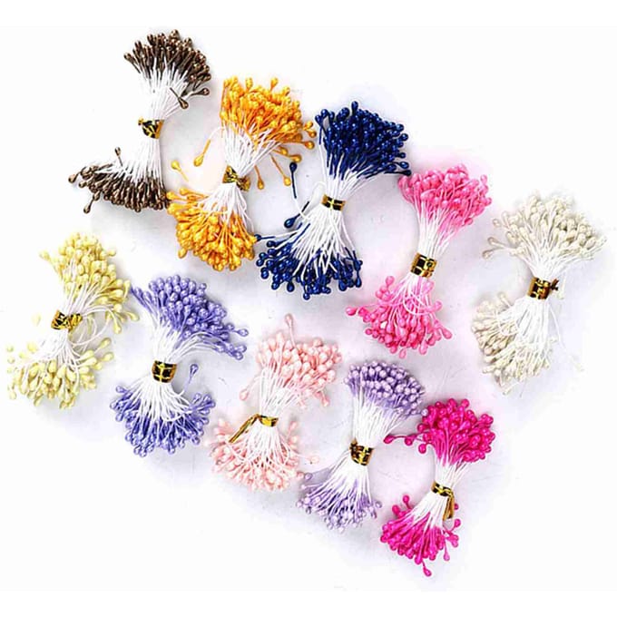 900 Pièces Étamines de Fleurs Artificielles Fleur Séchée Étamine Faite à la Main Accessoire Décoratif 3mm white