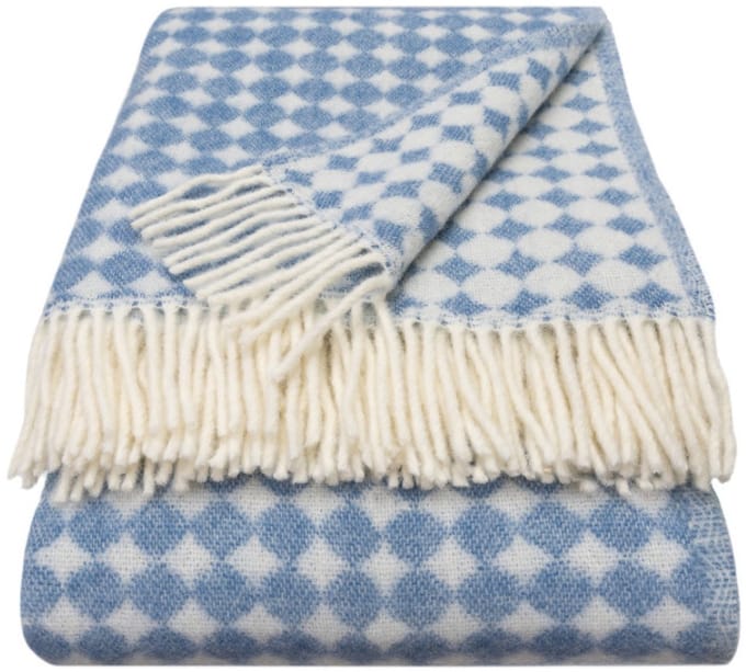 WOOOL Luxury Plaid - SPOTS (Blue Jay) - 150x183cm - 100% Wol