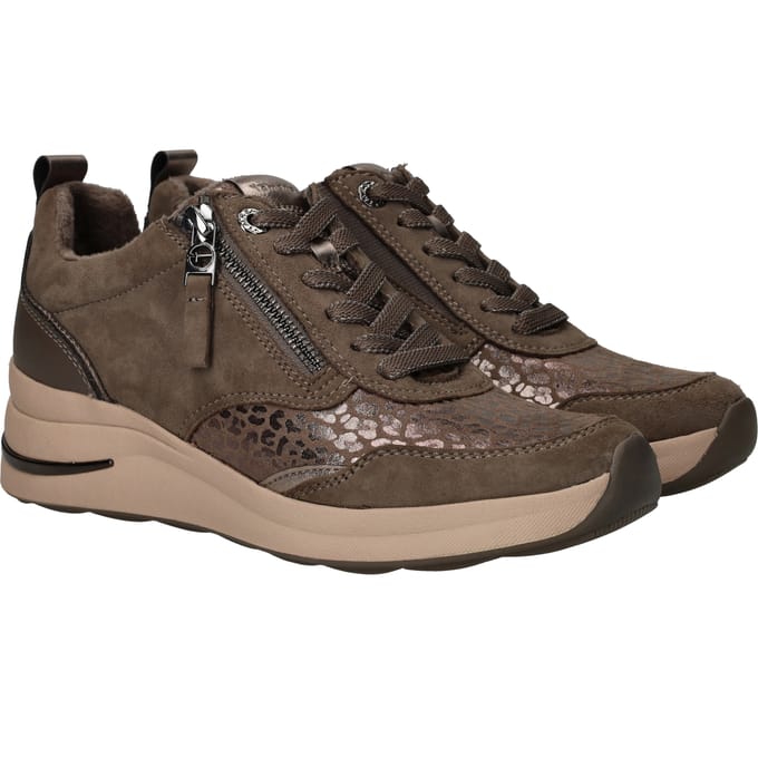 Tamaris Wide Fit - Veterschoenen Laag Taupe 38