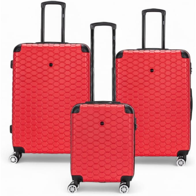 Uitbreidbare rode harde ABS 8-wiel bagage reiskoffer handbagage vakantie koffer
