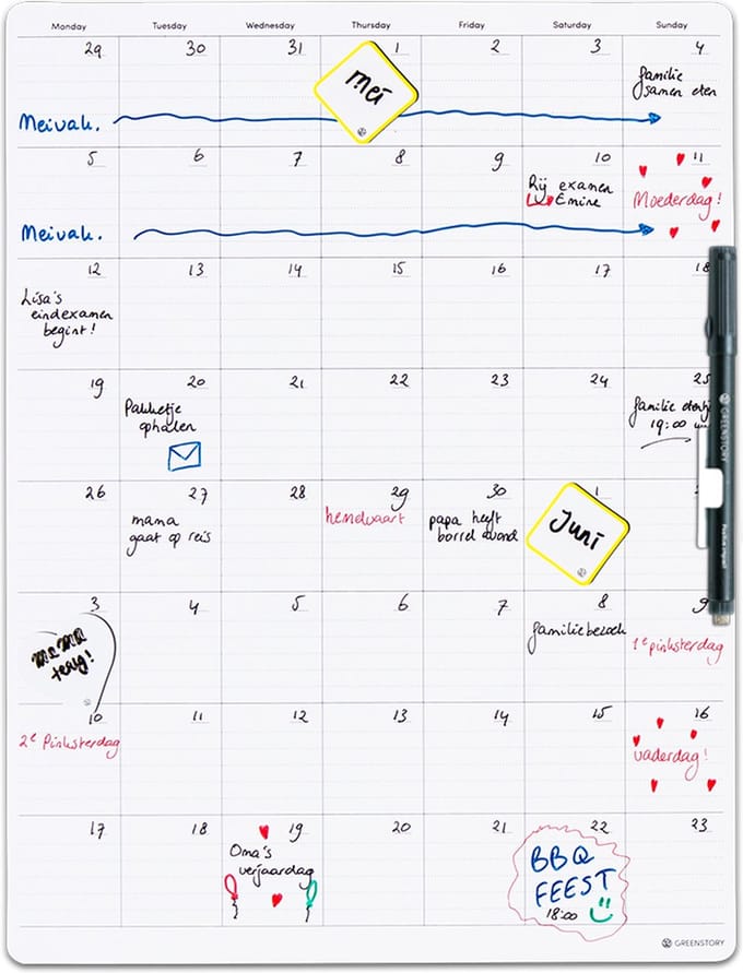 GreenStory - Sticky Whiteboard - Planbord Maandplanner - 2 maanden
