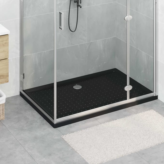 vidaXL - Douche - Basis - Tray - met - Stippen - 120 - x - 80 - x - 4 - cm - ABS - Zwart