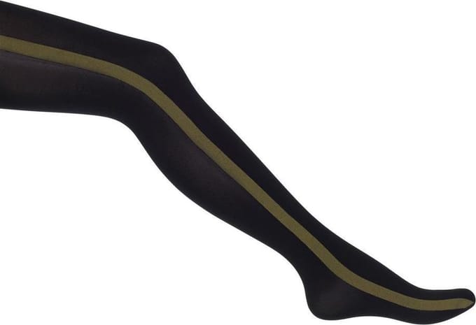Bonnie Doon - Dames - Panty's - Uniform Stripe Tights - Zwart/Olijf Groen - M (38/40)