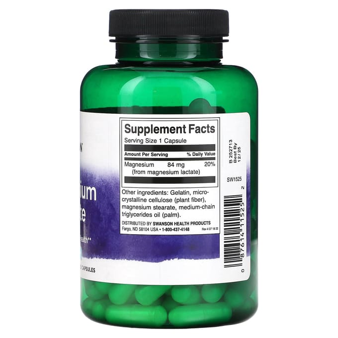 Lactate de Magnésium, 84mg, 120 Capsules